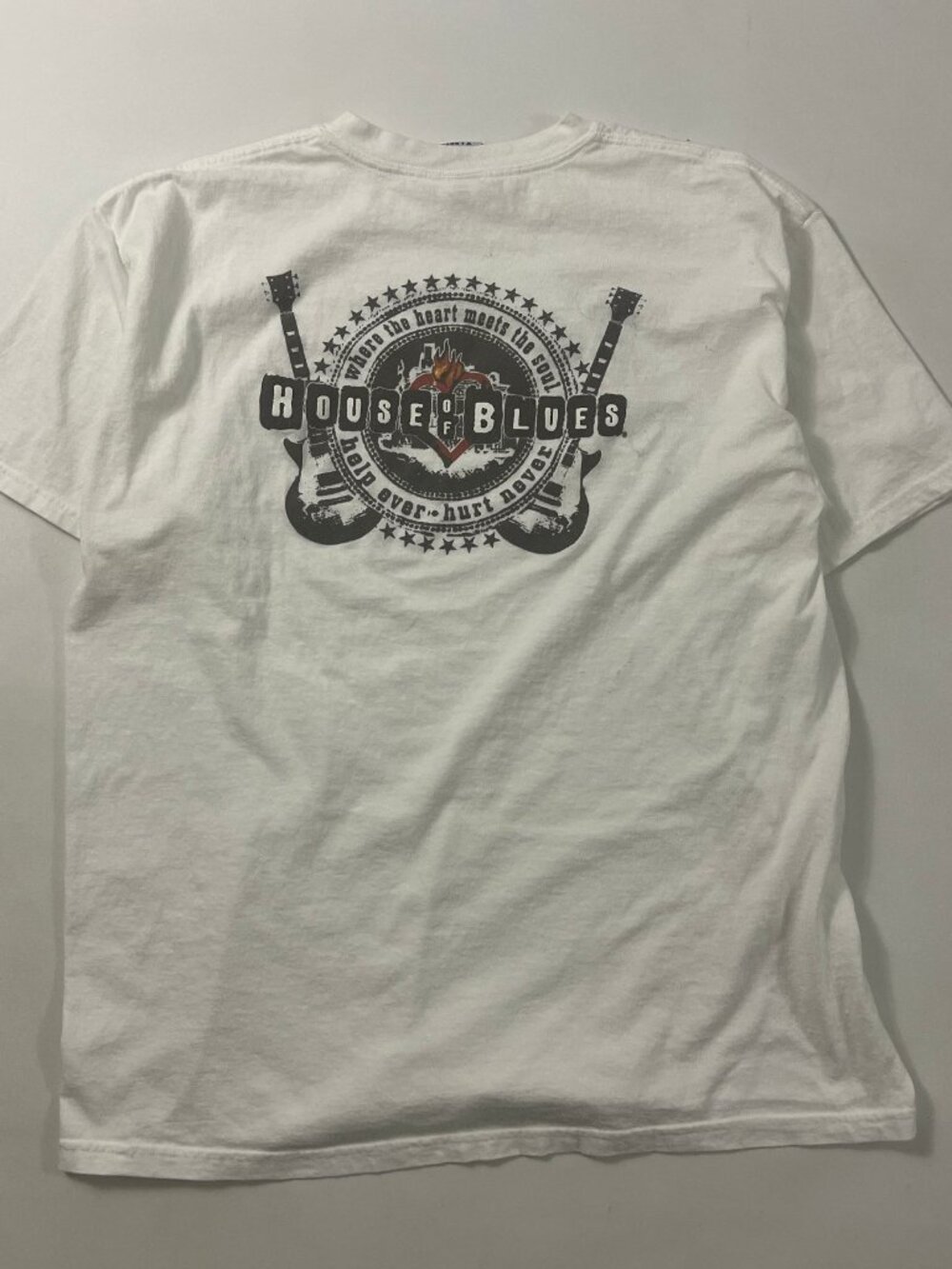 Vintage House of Blues Orlando Guitar Graphic Souvenir Tee XL White